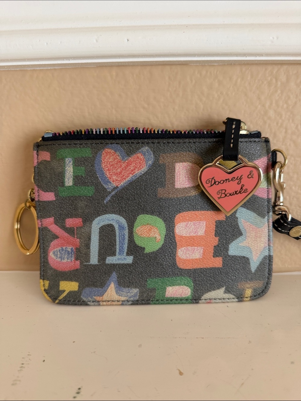 Dooney & Bourke Black Multicolor Chic Wristlet Wallet
